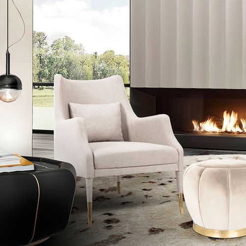 Modern armchair - CARVER - Essential Home - leather / fabric / metal