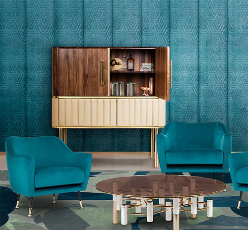 Modern armchair - CHARLOTTE - Essential Home - fabric / polished brass / customizable