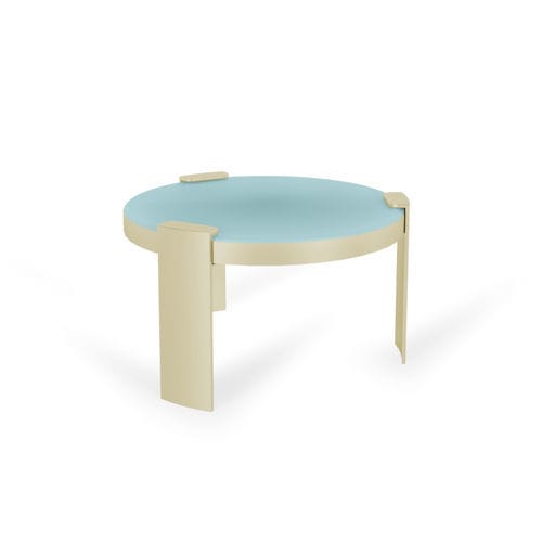 Contemporary side table CAPRICE Essential Home glass brushed brass base round