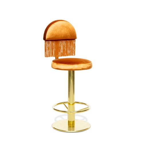Contemporary bar chair - ZSA ZSA - Essential Home - indoor / fabric / polished brass base