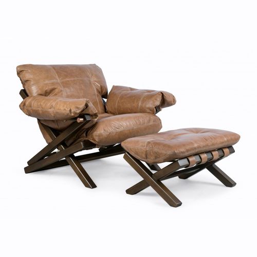 Contemporary armchair - MOLIÇOSA - Moora - leather / fabric / wooden