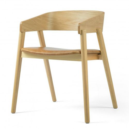 Contemporary chair - COLLER - Moora - indoor / leather / wooden base