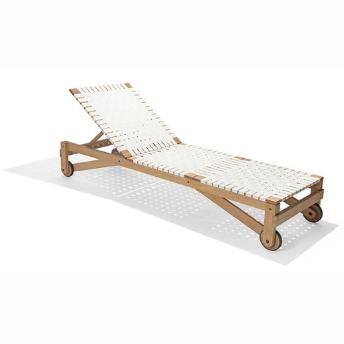 Contemporary sun lounger - MARESIAS - Butzke - fabric / wooden / adjustable backrest
