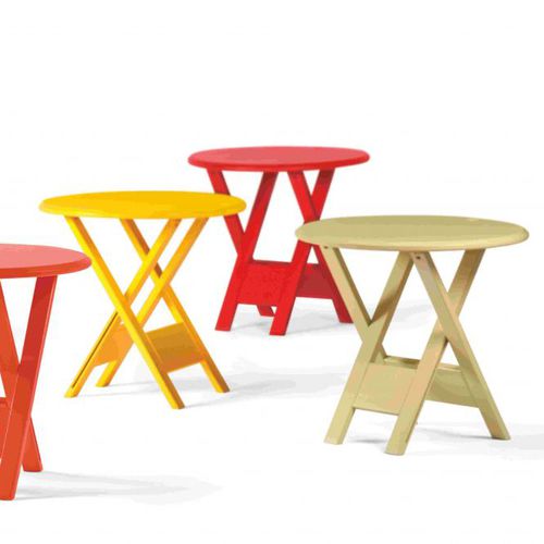 Contemporary side table - MESOTTE - Butzke - wooden / round / folding