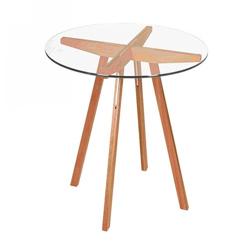 Contemporary table - XIS - Butzke - glass / wooden base / rectangular