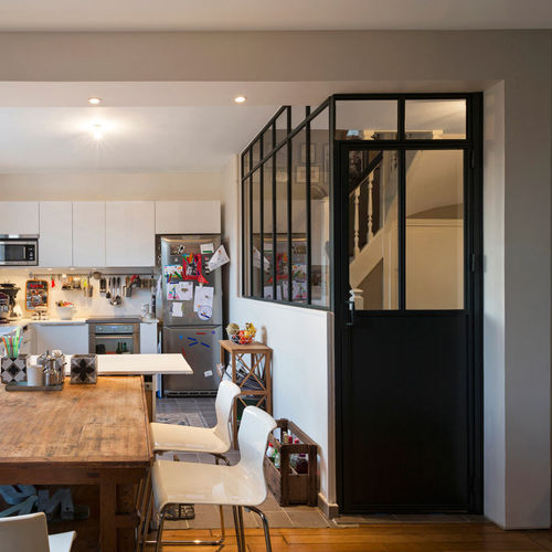 Interior door - Verrieres Turpin Longueville - steel / swing / semi-glazed