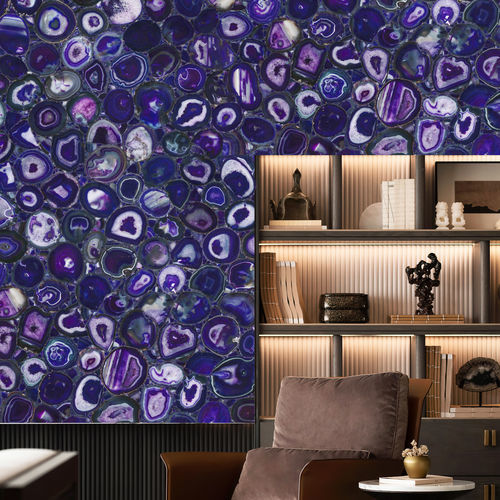 Semiprecious stone natural stone slab - Agate Purple 1 - Efesus Stone - for interior / for wall / bathroom