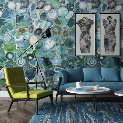 Concrete wall - Efesus Stone - glass / wood veneer / galvanised steel