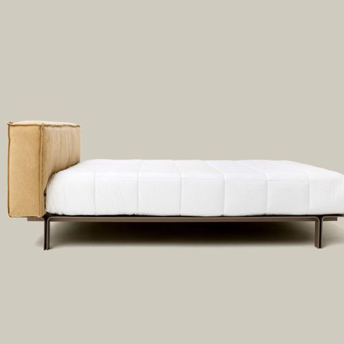 Double bed - LESS - Estudiobola - single / contemporary / with leather headboard