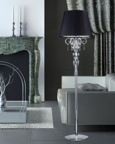 Floor-standing lamp - VENERE - grandoluce - chromed metal / Swarovski® crystal / contemporary