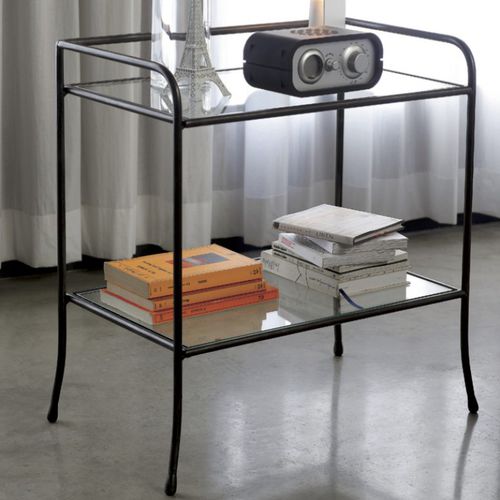 Contemporary bedside table - JAGO - Barel Srl - glass / iron base / rectangular