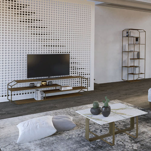 Contemporary TV cabinet - YIN - Barel Srl - oak / walnut / crystal
