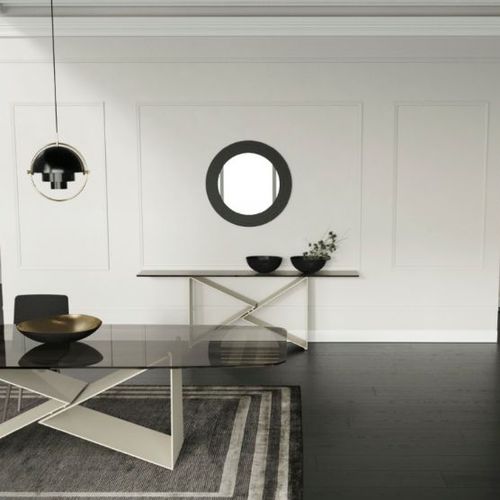 Contemporary sideboard table - QUARTZ - Barel Srl - oak / walnut / crystal