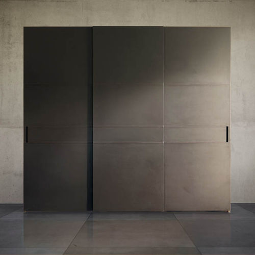 Contemporary wardrobe - COVER - Mobilform - wooden / leather / with sliding door