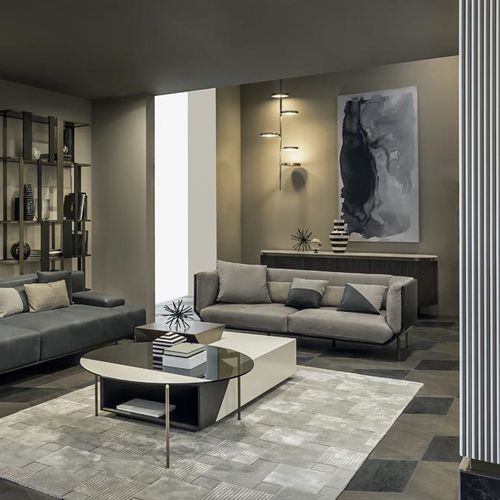 Contemporary sofa - PRISM - Shake Design - leather / gray / 2.5-seater