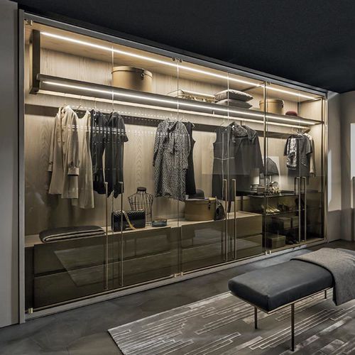 Contemporary wardrobe - FREEDOM - Shake Design - glass / with swing doors