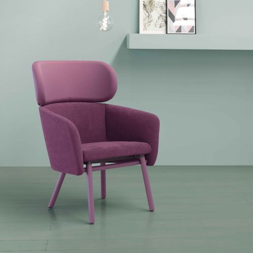 Contemporary armchair - BALÙ  - Traba' - fabric / leather / beech