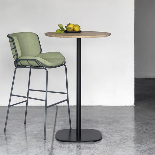 Contemporary high bar table - FAST FOOD 0533-2 - Traba' - wooden / metal base / round