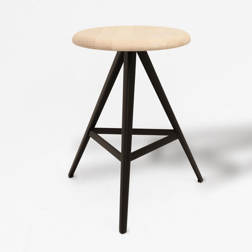 Industrial design stool - AKY 47 - Traba' - solid wood / ash / painted metal base