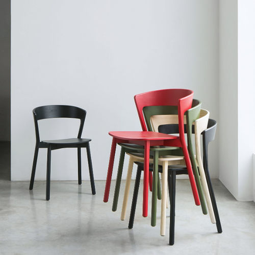 Contemporary chair - EDITH IMB - Traba' - indoor / leather / walnut