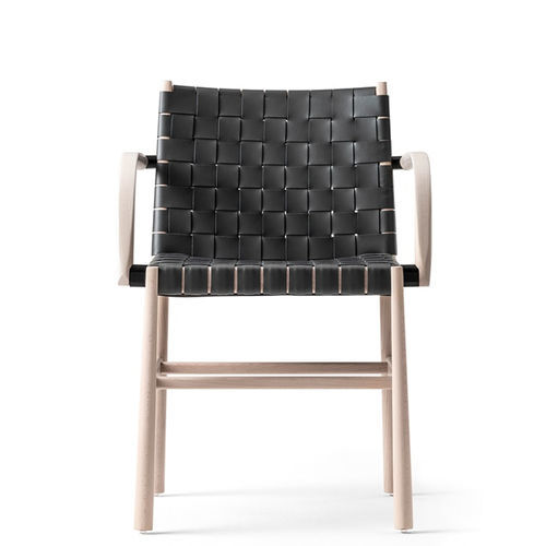 Contemporary armchair - JULIE CU AR - Traba' - leather / velvet / plywood