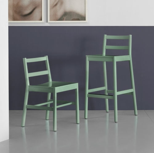 Contemporary stool - JULIE - Traba' - beech / beech base / with footrest