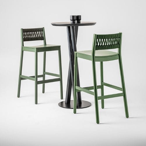 Contemporary bar stool - JULIE IN - Traba' - beech / beech base / 4-legged