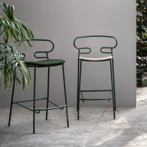 Contemporary stool - GENOA - Traba' - fabric / metal base / with footrest