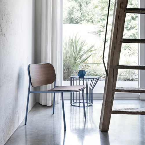 Contemporary armchair - METIS - Traba' - powder-coated steel / oak / ash