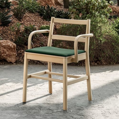 Contemporary armchair - JULIE IMB - Traba' - leather / fabric / beech