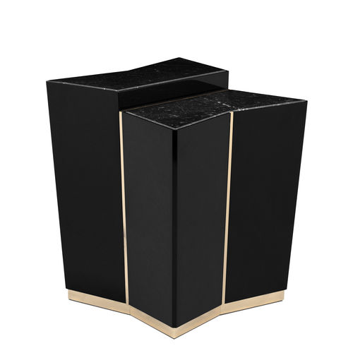Contemporary side table - BEYOND - LUXXU MODERN DESIGN & LIVING - lacquered wood / marble / polished brass base