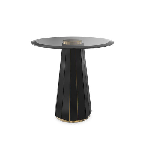 Contemporary side table - DARIAN II - LUXXU MODERN DESIGN & LIVING - smoked glass / polished brass / lacquered wood base