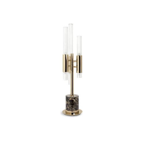 Table lamp - WATERFALL - LUXXU MODERN DESIGN & LIVING - gold-plated brass / crystal / marble