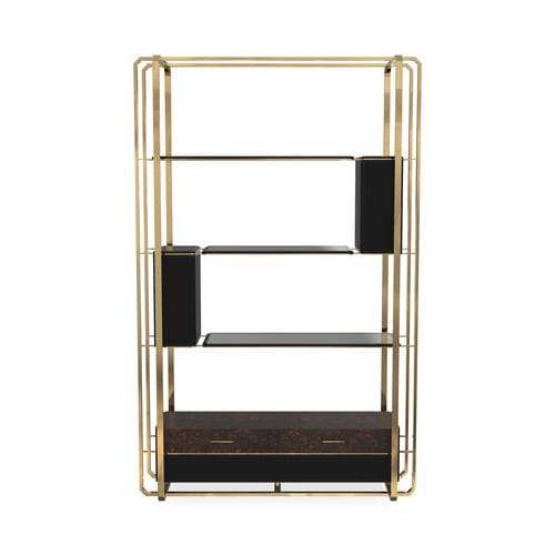 Contemporary shelf - WALTZ - LUXXU MODERN DESIGN & LIVING - lacquered wood / polished brass / smoked glass