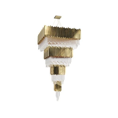 Traditional chandelier - EMPIRE SQUARE - LUXXU MODERN DESIGN & LIVING - crystal / gold-plated brass / commercial