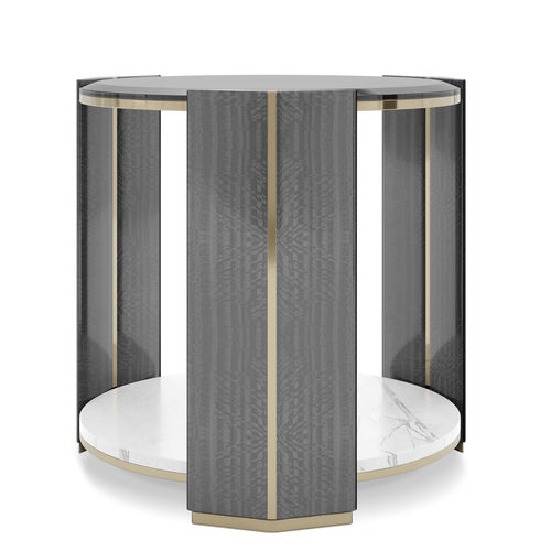 Contemporary side table - Algerone Big - LUXXU MODERN DESIGN & LIVING - wooden / smoked glass / polished brass