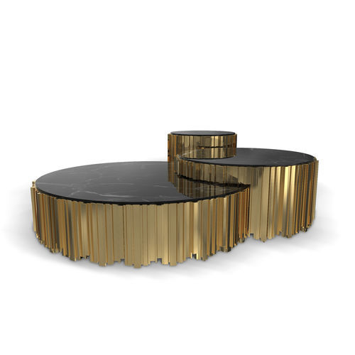 Contemporary coffee table - Empire Set II - LUXXU MODERN DESIGN & LIVING - marble / brass base / round