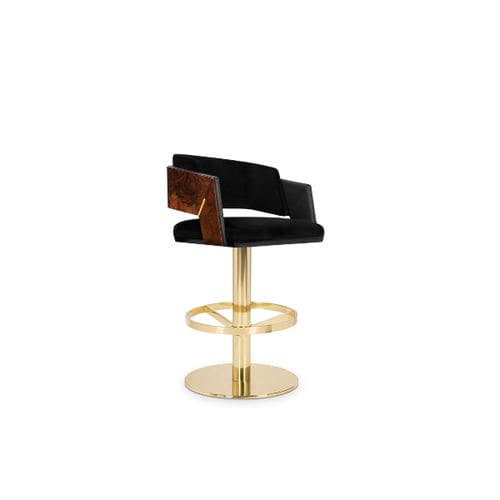 Contemporary bar chair - GALEA - LUXXU MODERN DESIGN & LIVING - indoor / velvet / leather