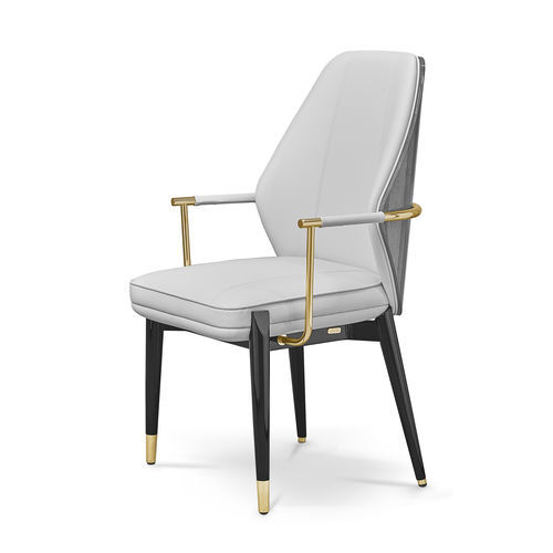 Contemporary dining chair - ALGERONE - LUXXU MODERN DESIGN & LIVING - indoor / synthetic leather / polished brass