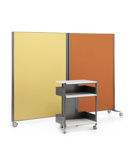 Floor-mounted office divider - MULTIKOM - TALIN SRL - laminate / on casters / blue