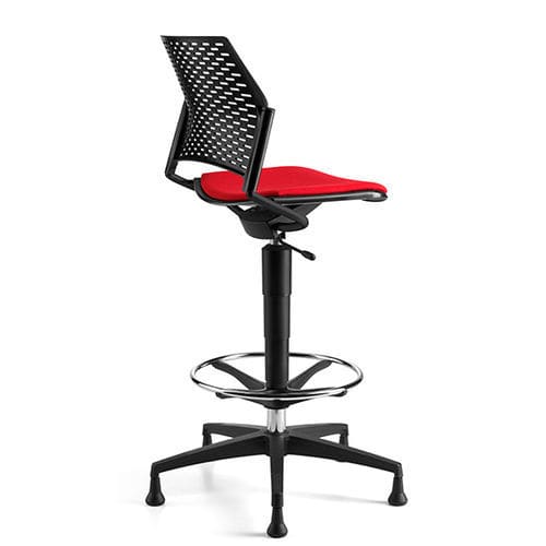 Contemporary office stool - DELFI PLUS - TALIN SRL - leather / fabric / metal base