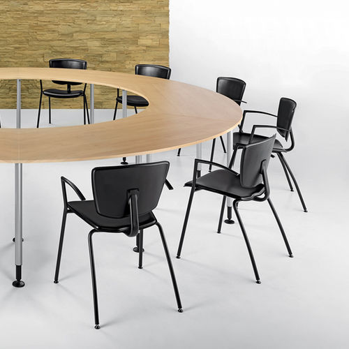 Contemporary visitor chair - VEKTATOP - TALIN SRL - indoor / leather / beech