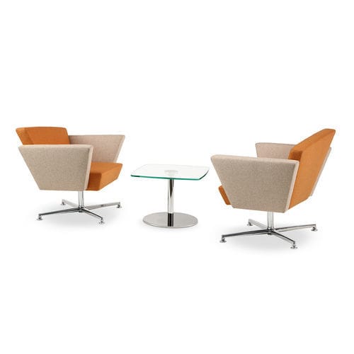 Contemporary visitor armchair - CORNER - TALIN SRL - leather / fabric / chrome steel