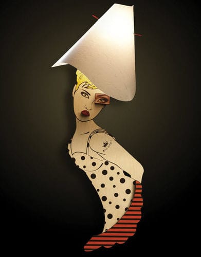 Original design wall light - GAIA - lucifero illuminazione - indoor / fabric / wooden