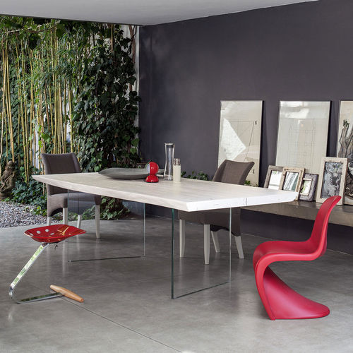 Contemporary table - MASTER - Devina Nais - glass / iron / iron base