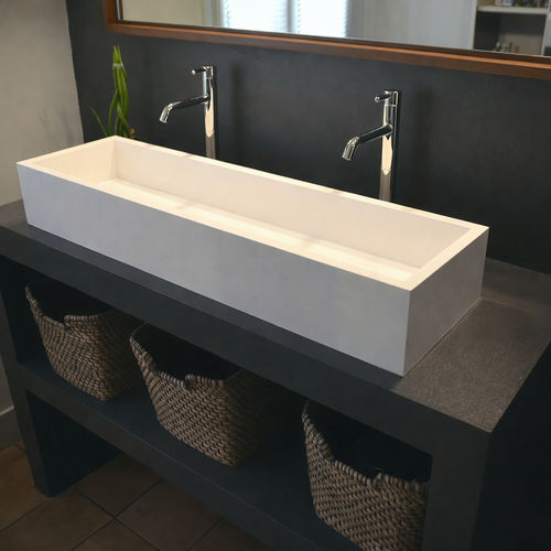 Countertop washbasin - ATOLL - WATERGAME COMPANY - composite / high-gloss / double