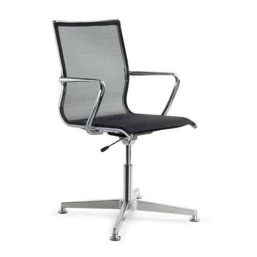 Contemporary visitor chair - PLUTO - LD Seating s.r.o. - indoor / mesh / polished aluminum