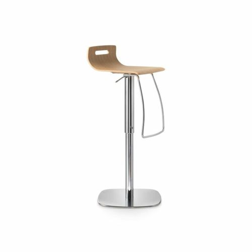 Contemporary bar stool - STILO  - PF Stile Srl - wooden / steel base / central base