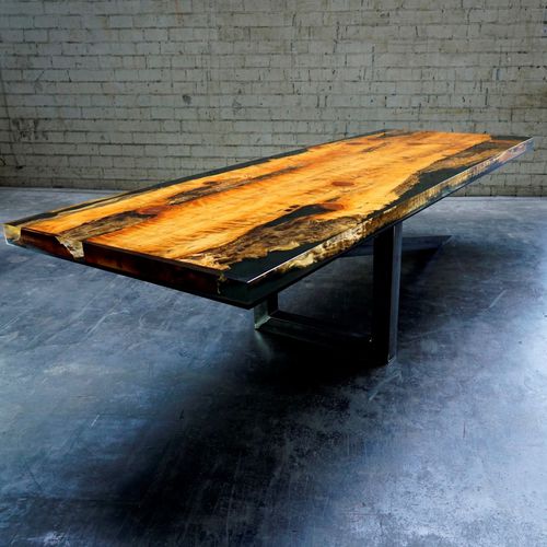 Wooden table top - SCHORN&GROH - epoxy resin / customizable / commercial