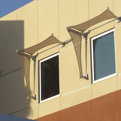 Cable-and-membrane tensile structure - POINT-SUPPORTED TENSILE STRUCTURES - FabriTec Structures - sail / for entrance canopy / for facade